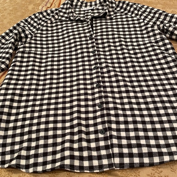 Joan Rivers shirt, flannel cotton, black/white checked, washable, M/L - Picture 2 of 8